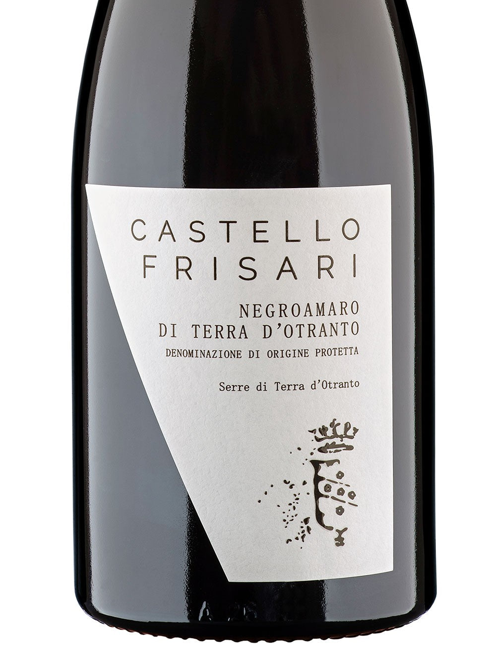 Bottiglia da 750ml di vino rosso pregiato biologico del Salento in Puglia serre terra d'otranto negroamaro annata 2016 prodotto da castello frisari per frisae.com lo store per mangiare italiano