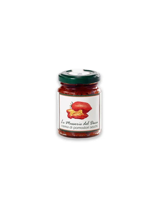 Barattolo da 90g di crema di pomodoro secco del Salento in Puglia prodotta da duca carlo guarini per frisae.com lo store per mangiare italiano