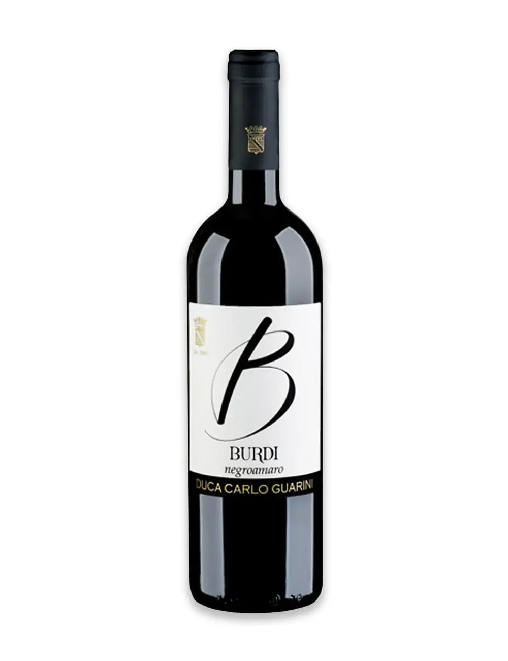 Bottiglia da 750ml di vino rosso pregiato biologico del Salento in Puglia burdi negroamaro annata 2021 prodotto da duca carlo guarini per frisae.com lo store per mangiare italiano