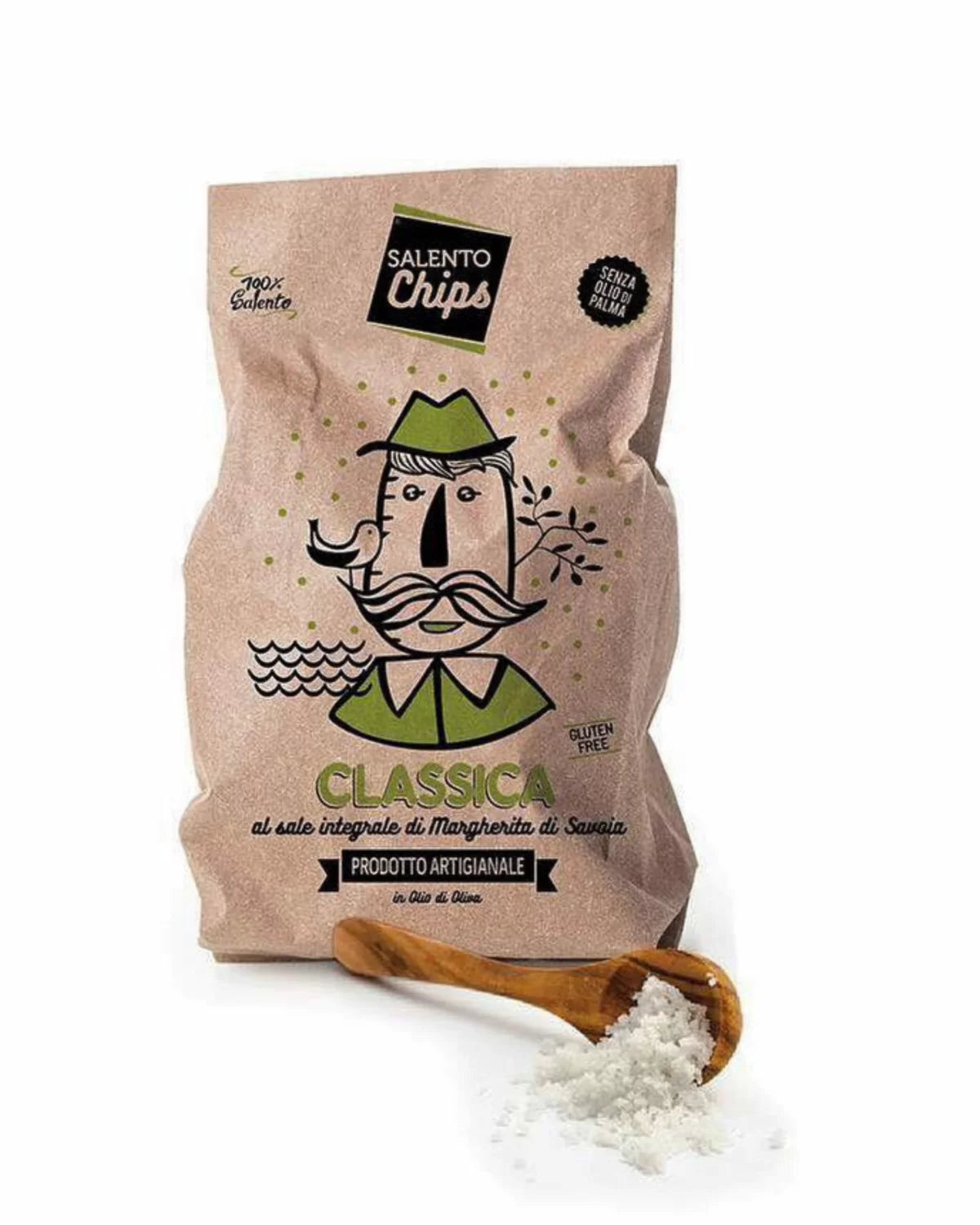 Confezione di patatine classiche artigianali del Salento in Puglia prodotte da salento chips per frisae.com lo store per mangiare italiano